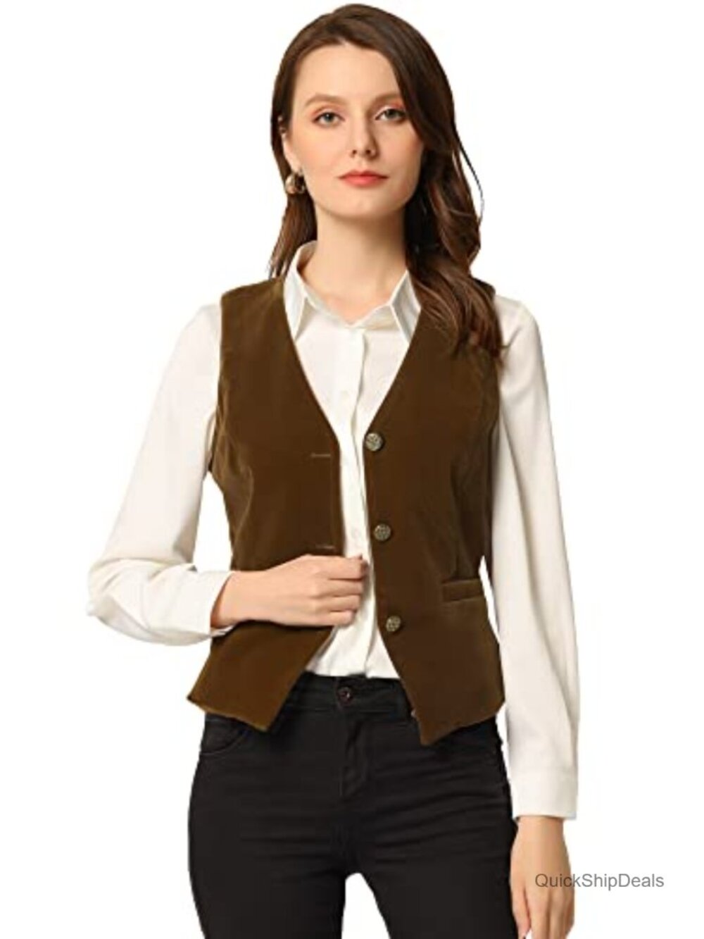 Velvet Waistcoat Vest Button Down V Neck Suit Vest